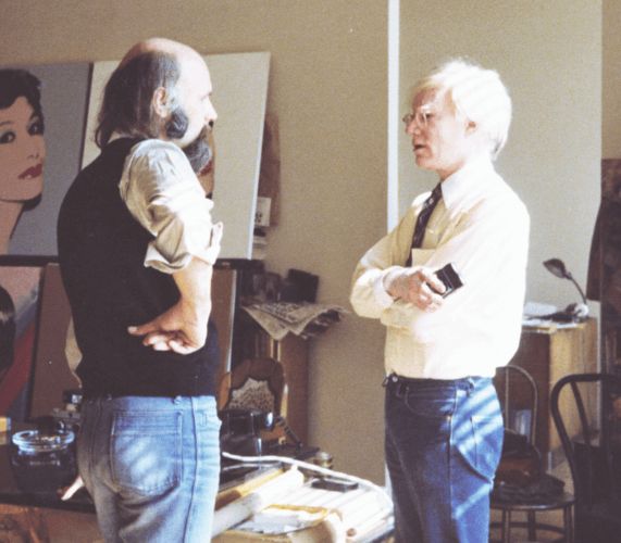 Jörg Schellmann and Andy Warhol at Warhol’s studio, New York 1983
