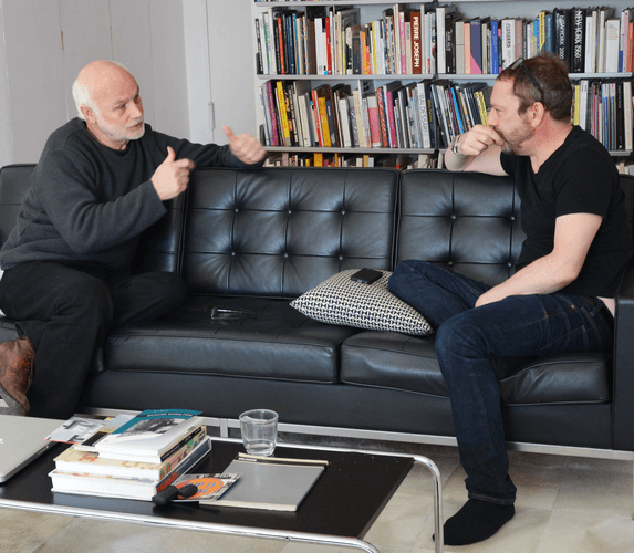Jörg Schellmann and Liam Gillick at Gillick’s studio, New York 2014