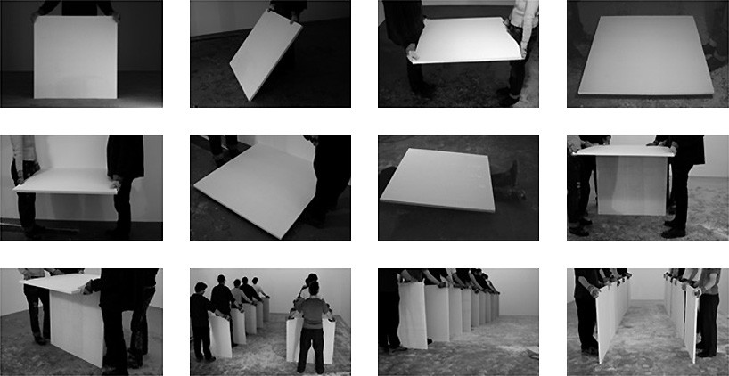 Santiago Sierra 2004 111 Constructions with 10 Modules and 10 Workers