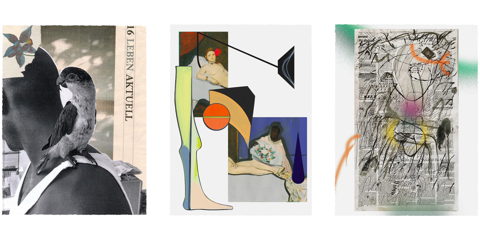Group portfolio Cadavre Exquis, 2021 with works by James Richards, Thomas Scheibitz, Julie Mehretu and 8 other artists