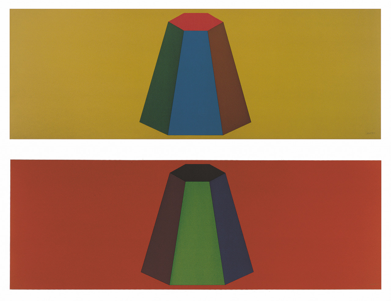 Sol LeWitt 1988 Flat Top Pyramid with Colors Superimposed