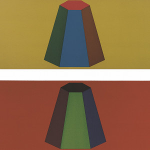 Sol LeWitt Editions 1988 Flat Top Pyramid with Colors Superimposed