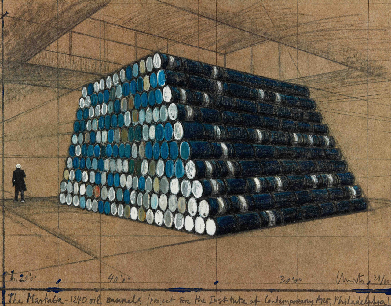 Christo and Jeanne-Claude 1998 The Mastaba - 1240 Oil Barrels (Project for the Institute of Contemporary Art, Philadelphia) Christo and Jeanne-Claude 1998 The Mastaba - 1240 Oil Barrels (Project for the Institute of Contemporary Art, Philadelphia)
