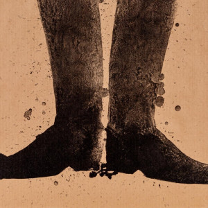 Jim Dine Editionen 1972 Silhouette Black Boots on Brown Paper